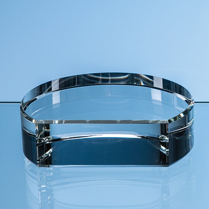 10cm x 3.5cm Optical Crystal Semi Circle Base with Flat Front